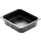 Un plateau noir en PP 1/2 GN (325x265x60 mm) de Duni GmbH, en polypropylène avec un large bord et des côtés texturés, parfait pour la restauration professionnelle. Disponible en paquets de 100 pièces.