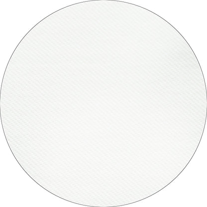 Un objet circulaire blanc, texturé, avec un motif de lignes diagonales subtiles, qui ressemble à la nappe Starpak, semblable à du tissu Airlaid 20 m x 1,2 m film (1 rouleau) de Starpak, devant un fond blanc.
