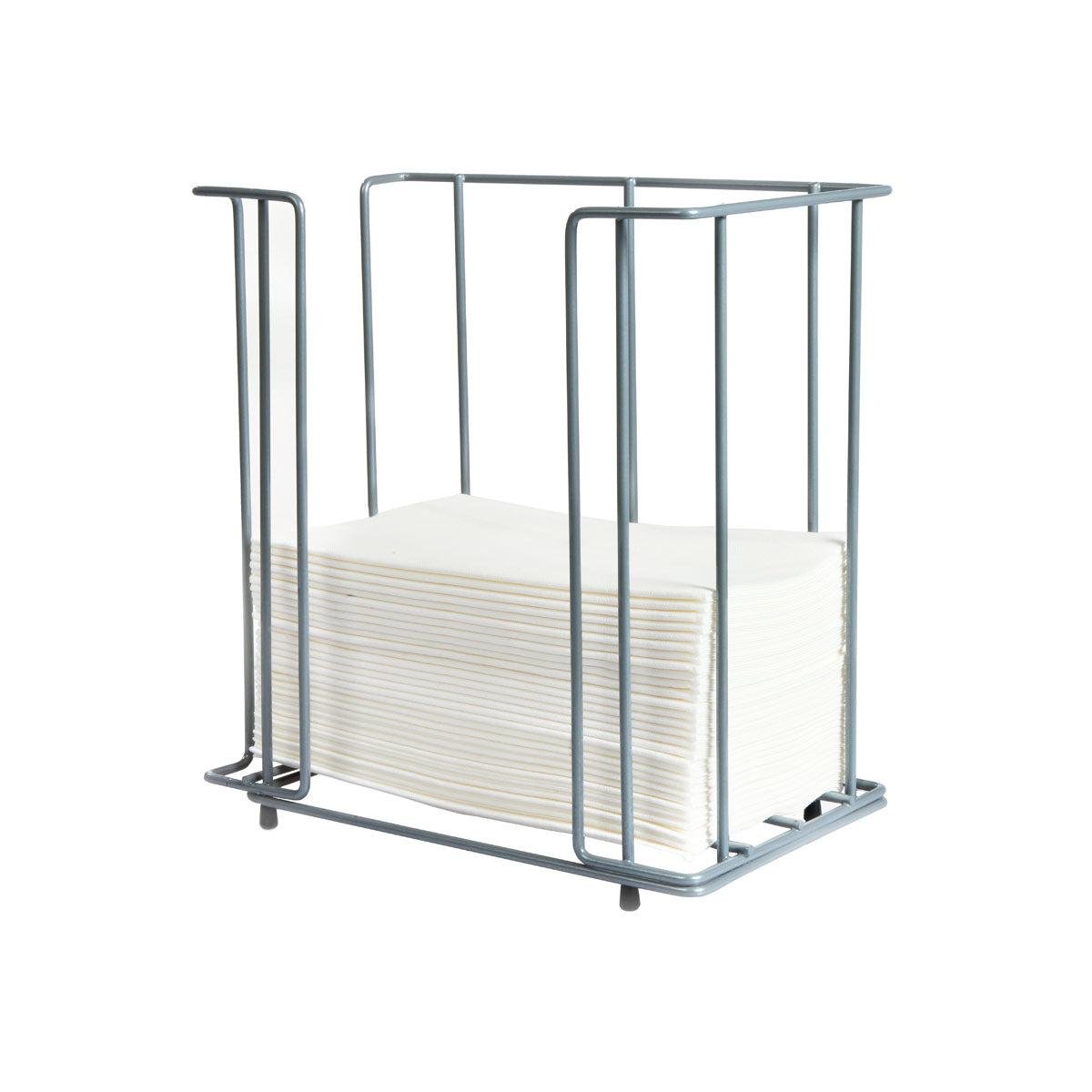 Le distributeur de serviettes en métal Duni GmbH 33 cm 1/8F maintient une pile de serviettes élégamment debout dans un cadre métallique rectangulaire élégant - idéal pour la restauration.