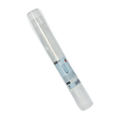 Un rouleau de sacs transparents dans un emballage transparent avec une étiquette Starpak blanche et bleue – parfait pour le stockage écologique avec vos verres réutilisables Starpak 10 pour long drinks.