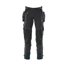 Pantalon avec poches suspendues, pantalon stretch, noir-bleu