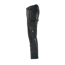 Pantalon avec poches suspendues, pantalon stretch, noir-bleu