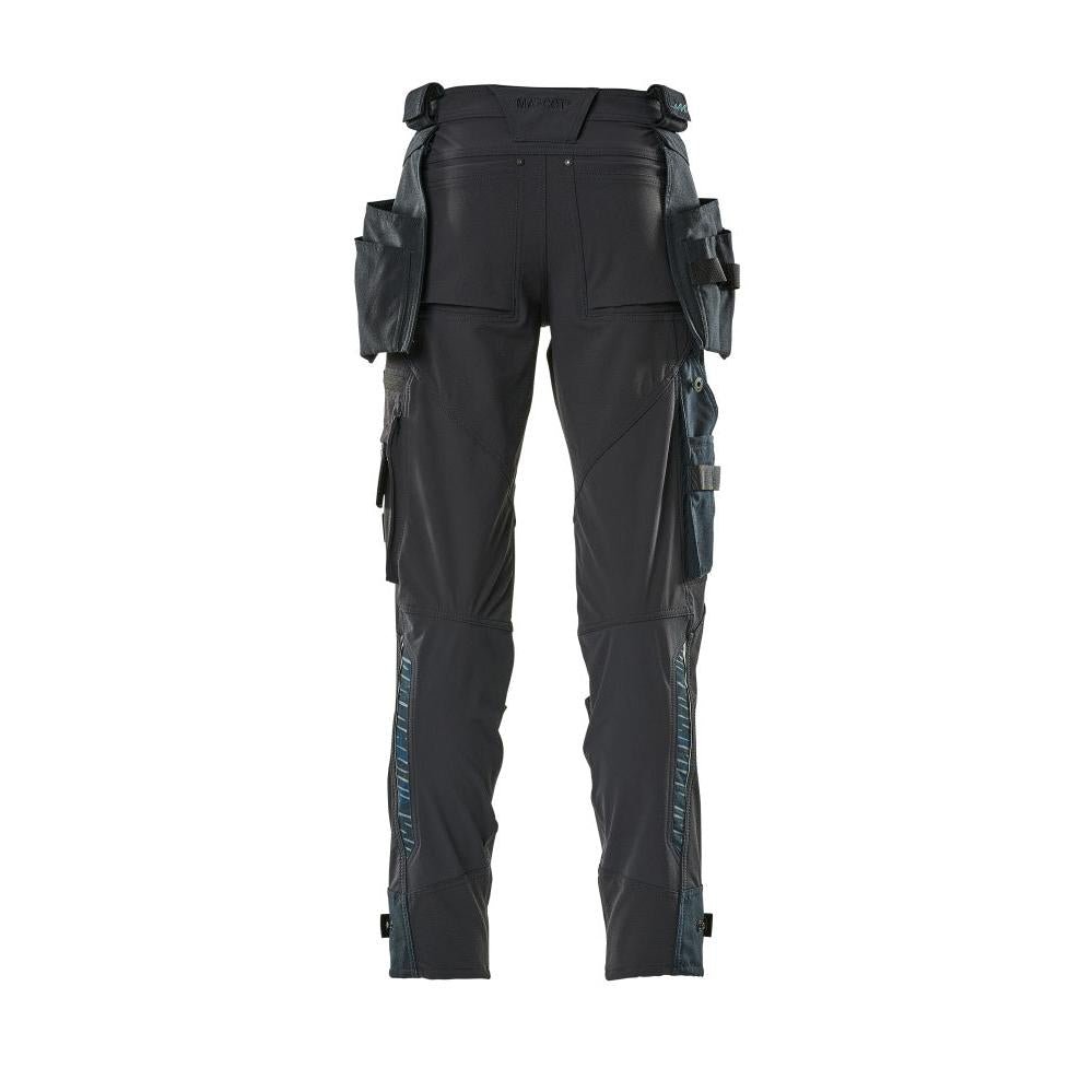 Pantalon avec poches suspendues, pantalon stretch, noir-bleu