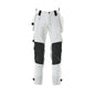 Pantalon avec poches suspendues, pantalon stretch, blanc