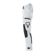Pantalon avec poches suspendues, pantalon stretch, blanc