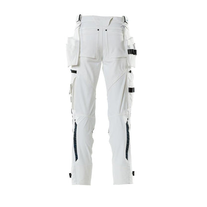 Pantalon avec poches suspendues, pantalon stretch, blanc