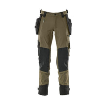 Pantalon avec poches suspendues, pantalon stretch, vert mousse
