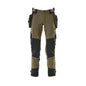 Pantalon avec poches suspendues, pantalon stretch, vert mousse