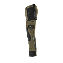 Pantalon avec poches suspendues, pantalon stretch, vert mousse