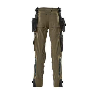 Pantalon avec poches suspendues, pantalon stretch, vert mousse