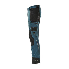 Pantalon avec poches suspendues, pantalon stretch, pétrole foncé
