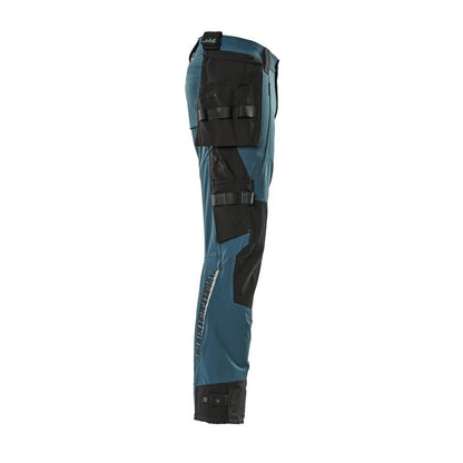 Pantalon avec poches suspendues, pantalon stretch, pétrole foncé
