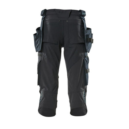Pantalon trois-quarts, poches suspendues, pantalon trois-quarts stretch, noir-bleu