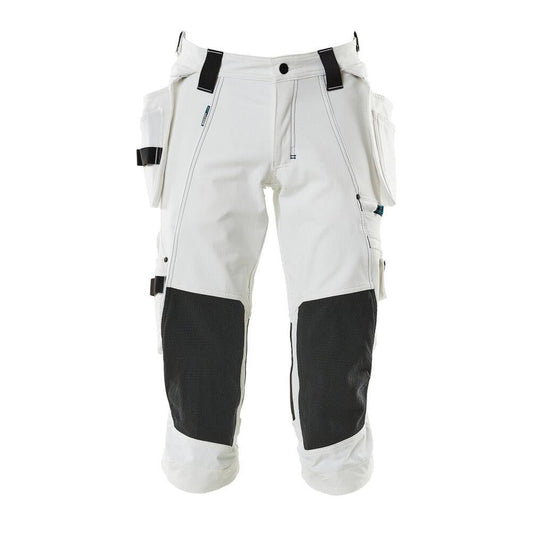 Pantalon trois-quarts, poches suspendues, pantalon trois-quarts stretch, blanc
