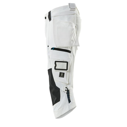 Pantalon trois-quarts, poches suspendues, pantalon trois-quarts stretch, blanc