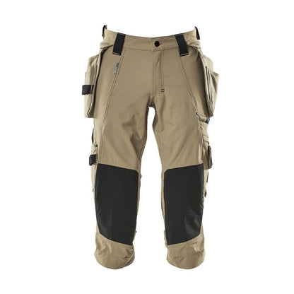 Pantalon trois-quarts, poches suspendues, pantalon trois-quarts stretch, kaki clair
