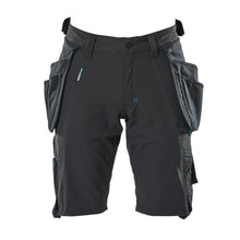 Short, poches suspendues amovibles, short artisan stretch, noir-bleu