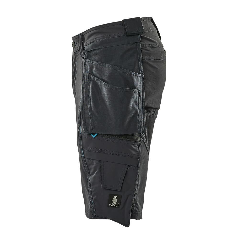 Short, poches suspendues amovibles, short artisan stretch, noir-bleu