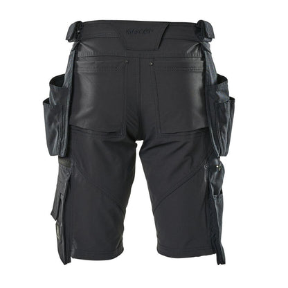 Short, poches suspendues amovibles, short artisan stretch, noir-bleu