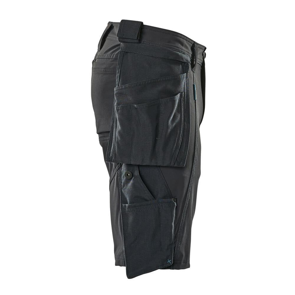 Short, poches suspendues amovibles, short artisan stretch, noir-bleu