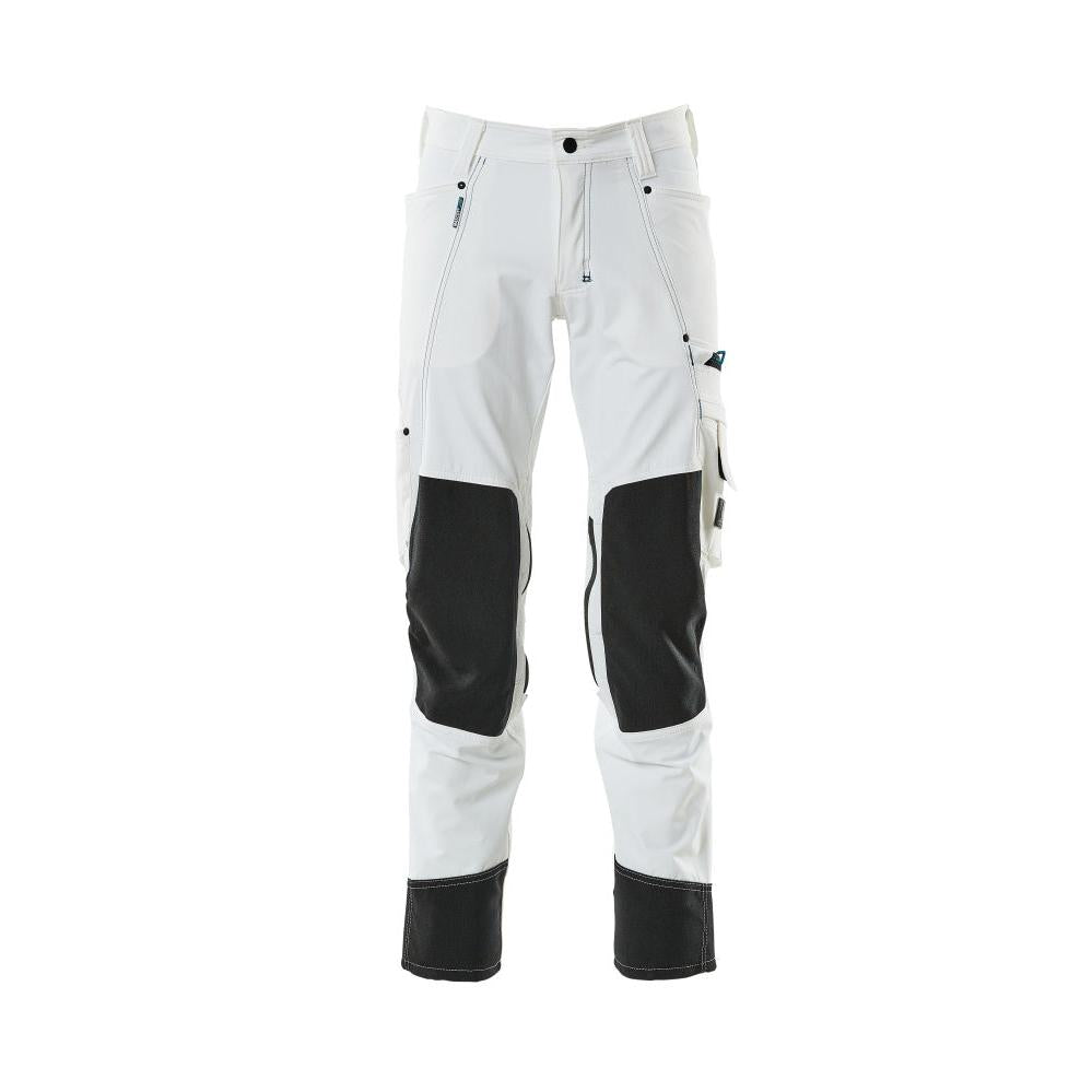Pantalon avec poches genoux, stretch, pantalon léger, blanc