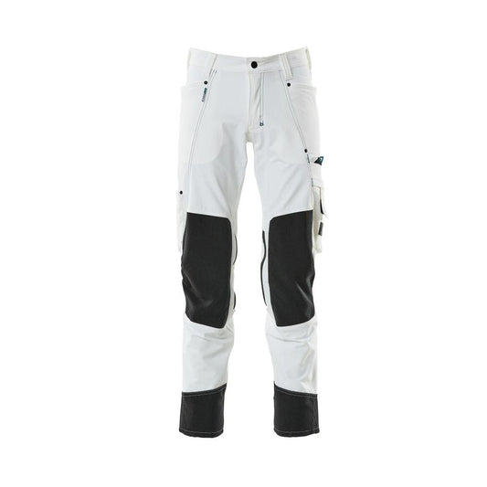 Pantalon avec poches genoux, stretch, pantalon léger, blanc
