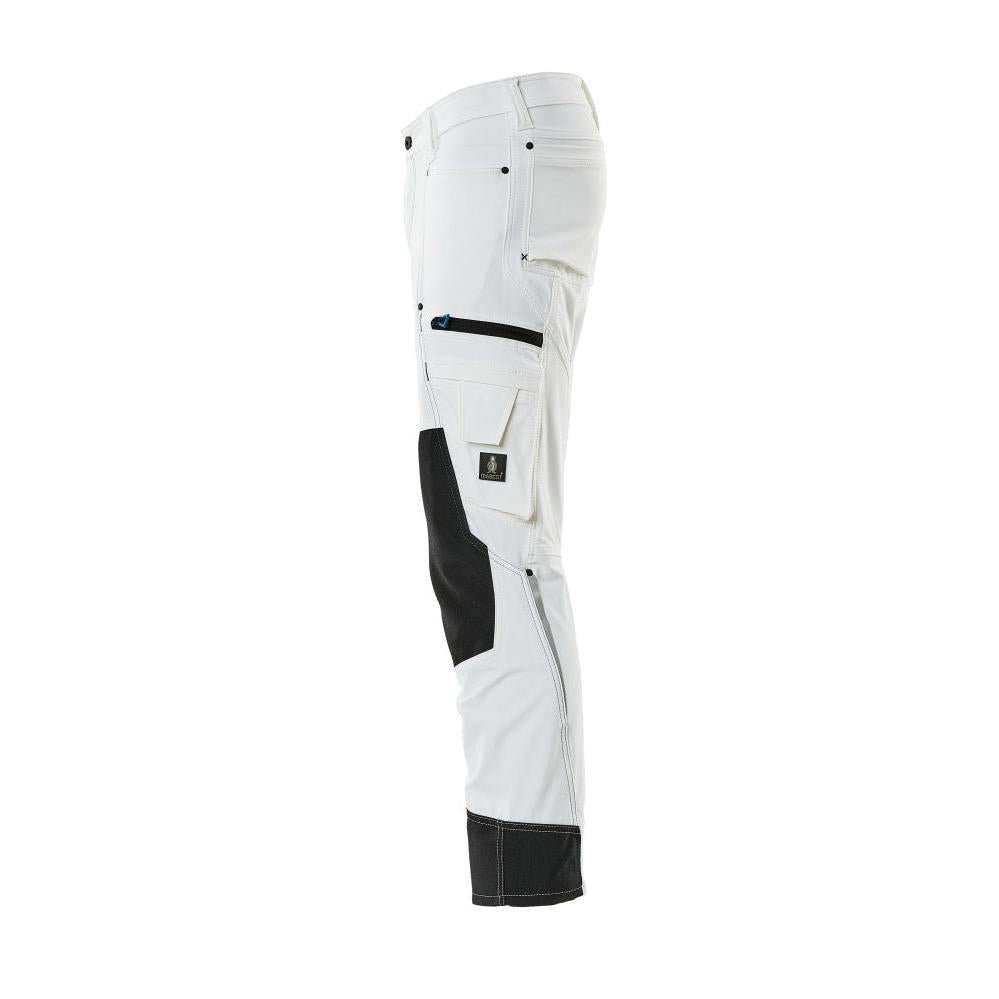 Pantalon avec poches genoux, stretch, pantalon léger, blanc