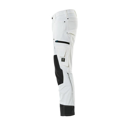 Pantalon avec poches genoux, stretch, pantalon léger, blanc