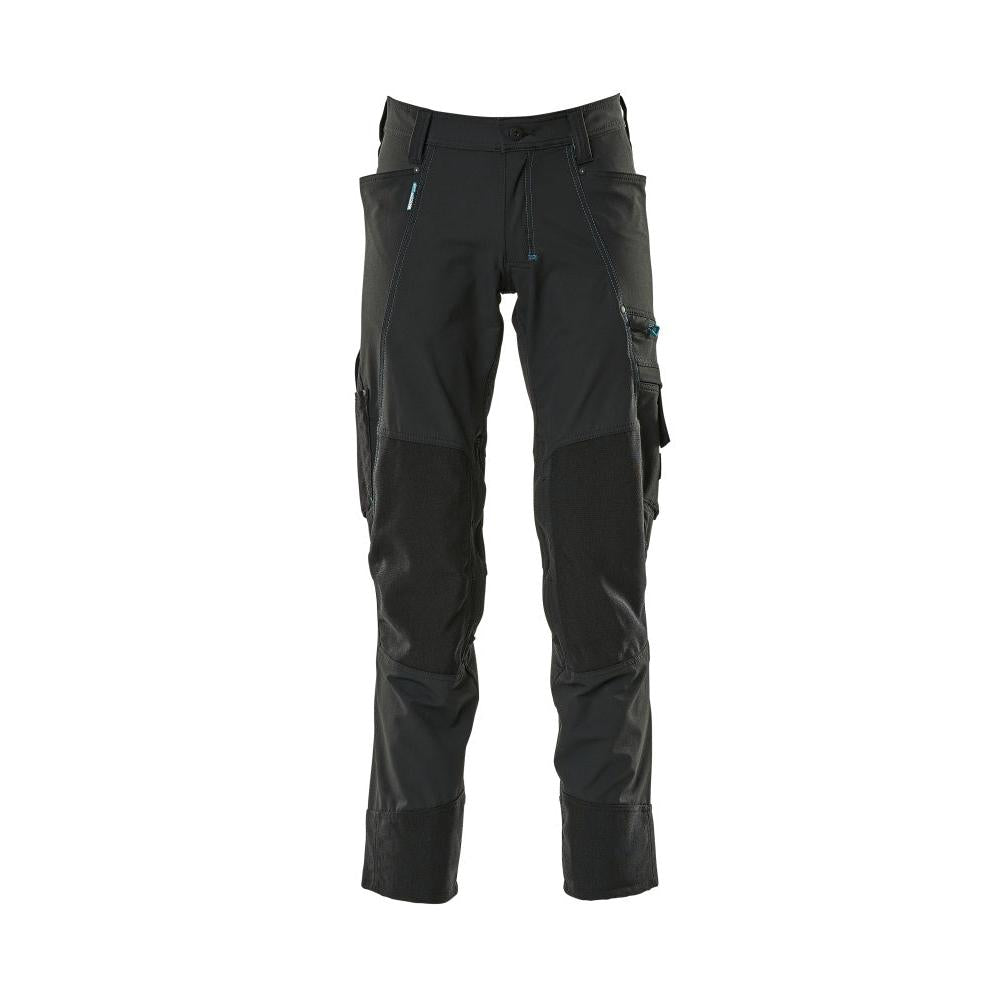 Pantalon avec poches genoux, pantalon léger stretch, noir