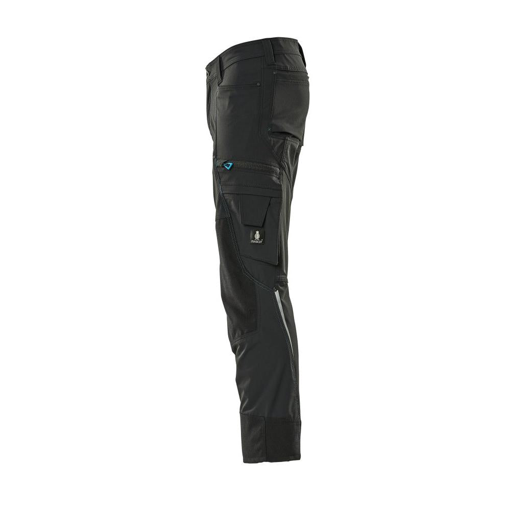Pantalon avec poches genoux, pantalon léger stretch, noir
