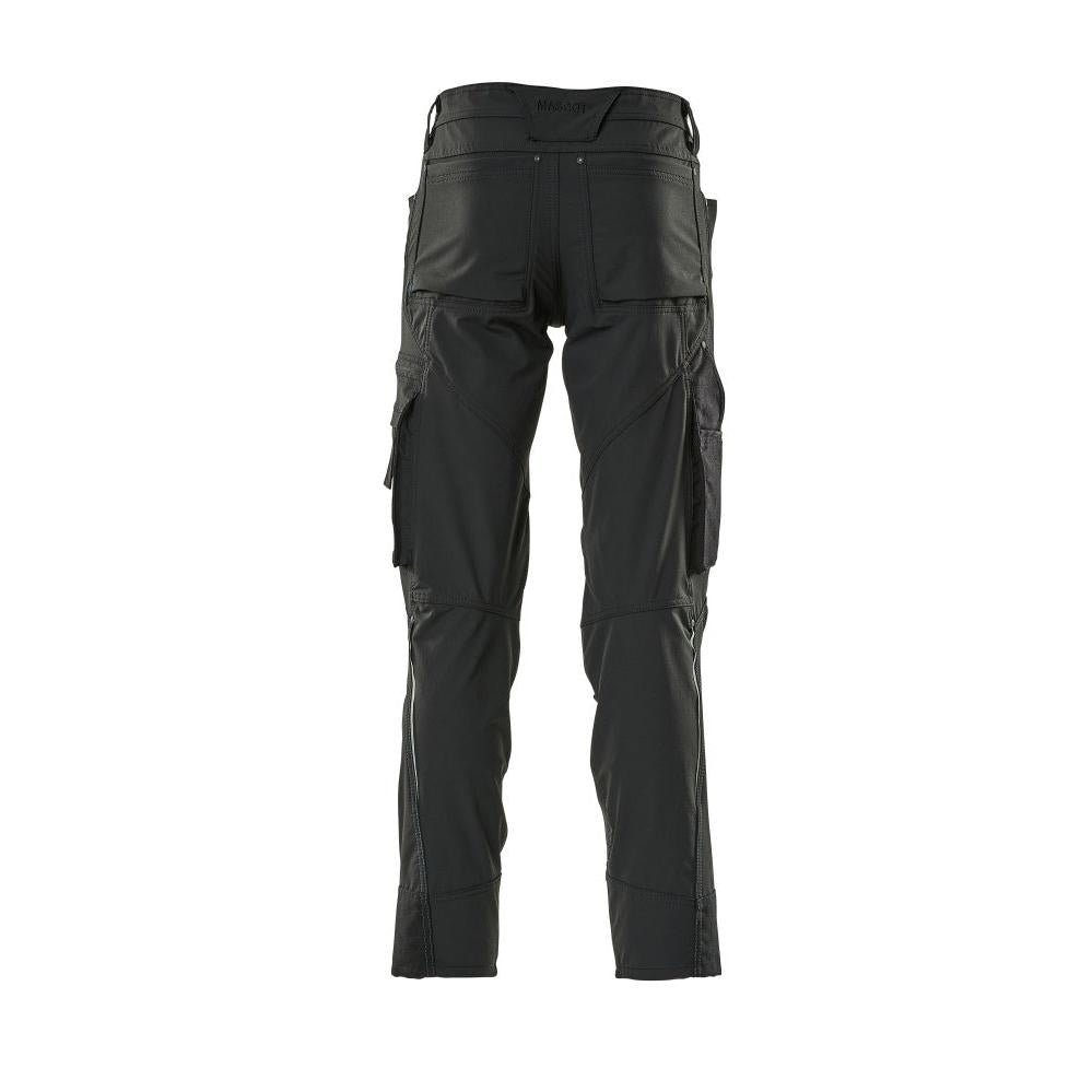 Pantalon avec poches genoux, pantalon léger stretch, noir