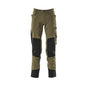 Pantalon avec poches genoux, stretch, pantalon léger, vert mousse