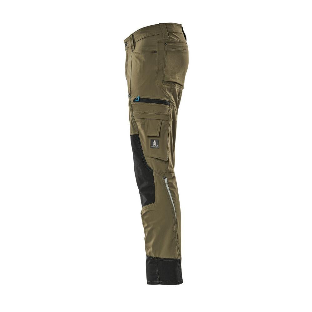 Pantalon avec poches genoux, stretch, pantalon léger, vert mousse