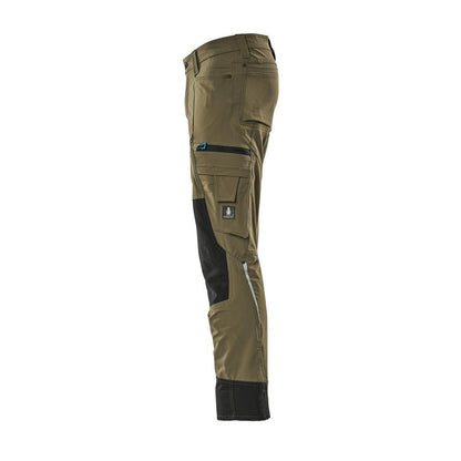 Pantalon avec poches genoux, stretch, pantalon léger, vert mousse
