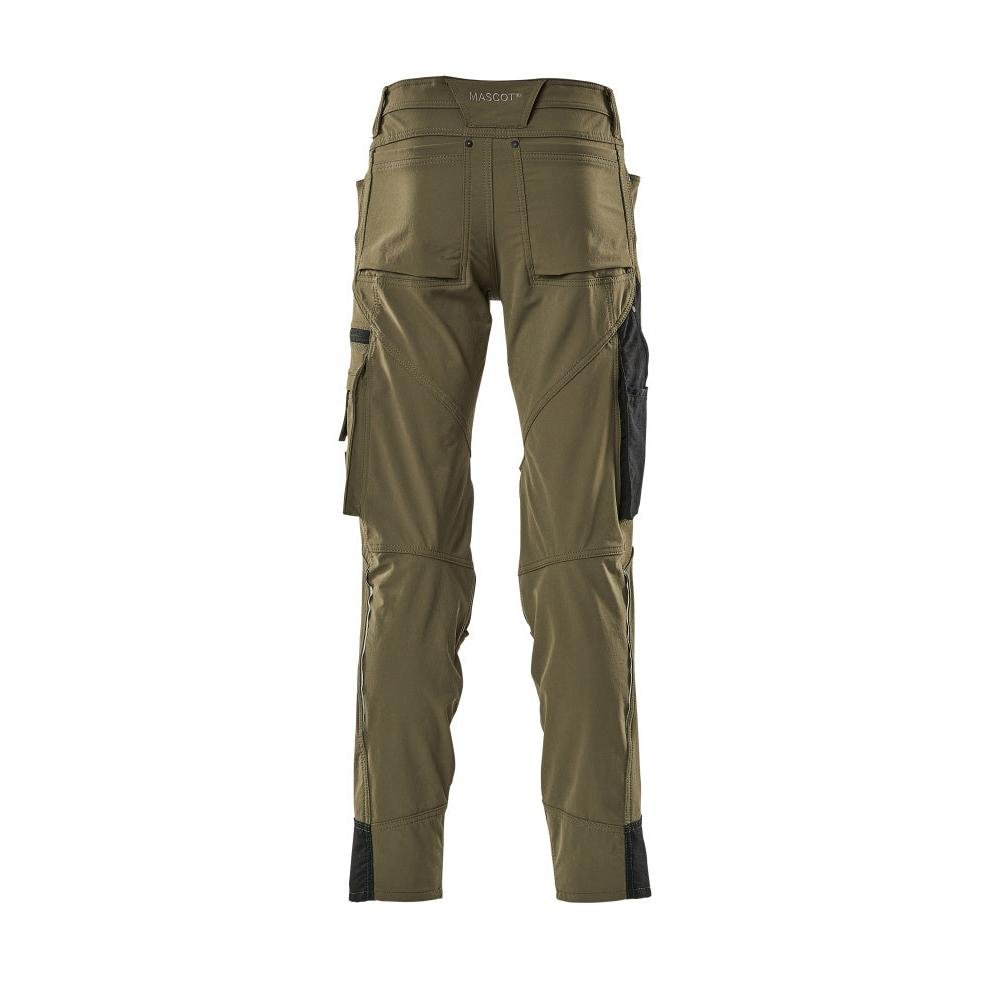 Pantalon avec poches genoux, stretch, pantalon léger, vert mousse