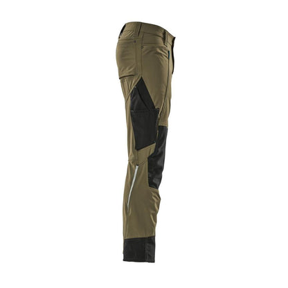 Pantalon avec poches genoux, stretch, pantalon léger, vert mousse
