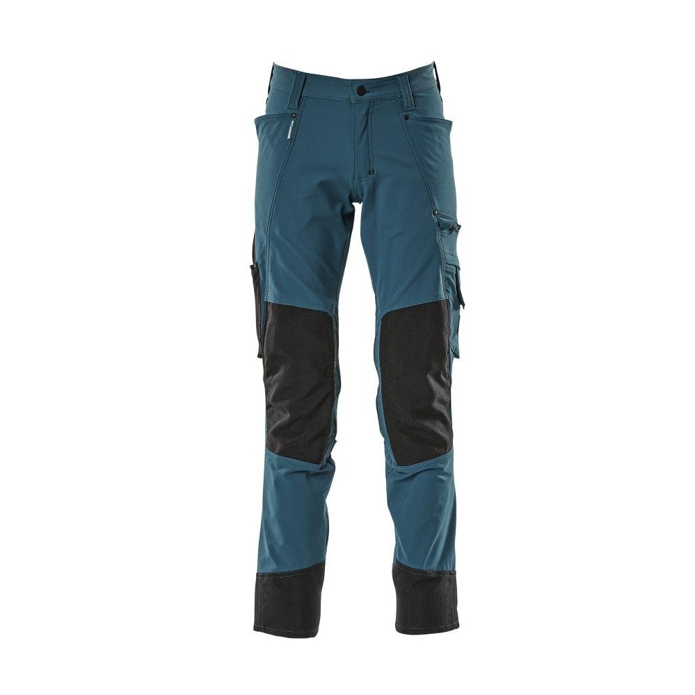 Pantalon avec poches genoux, stretch, pantalon clair, pétrole foncé