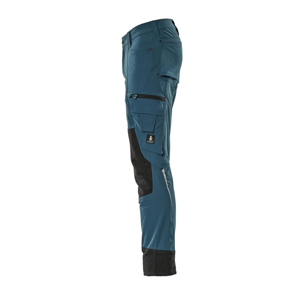 Pantalon avec poches genoux, stretch, pantalon clair, pétrole foncé