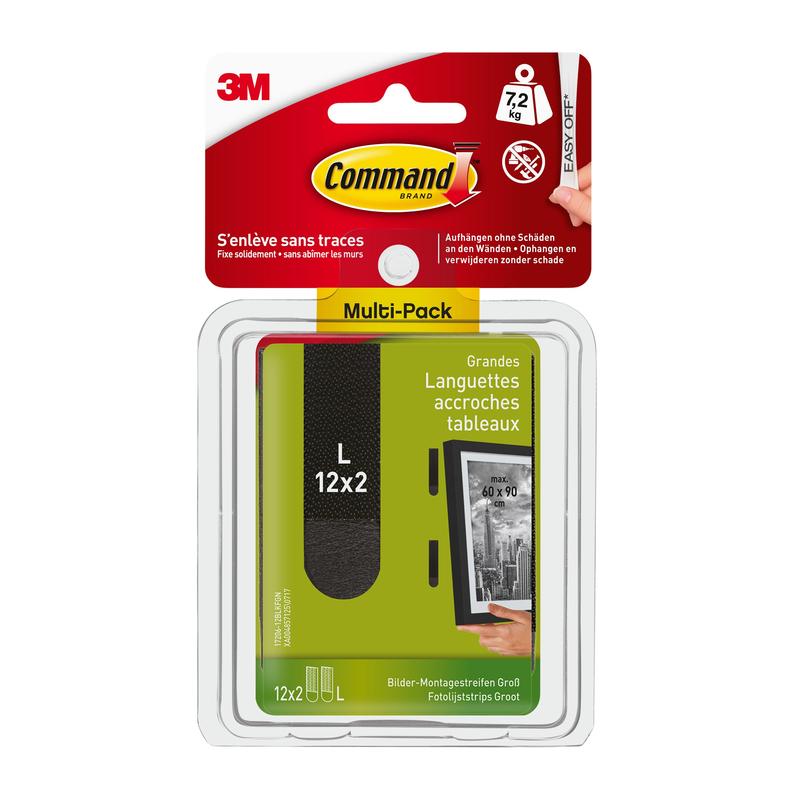 Command™ Bandes de montage d'images L, grandes, noires, 17206BLK-12 | Paquet (1 pièce)