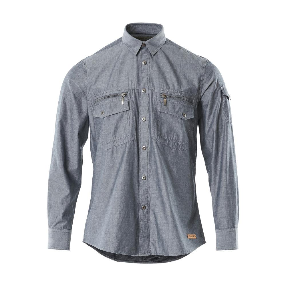 Chemise en chambray avec doublure en mesh, denim foncé lavé