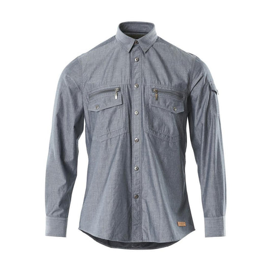Chemise en chambray avec doublure en mesh, denim foncé lavé