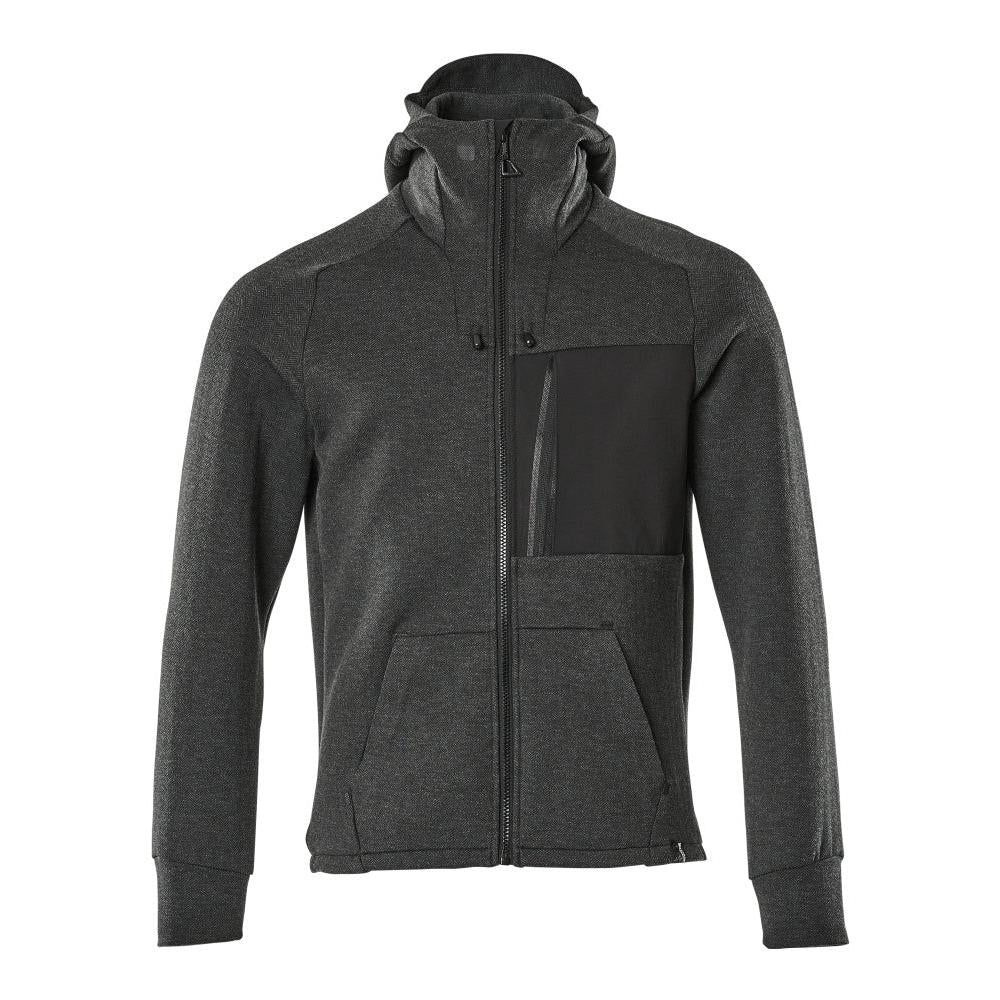 Sweat-shirt à capuche, sweat-shirt à capuche zippé, noir chiné/noir