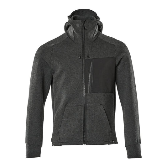 Sweat-shirt à capuche, sweat-shirt à capuche zippé, noir chiné/noir