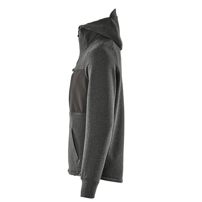 Sweat-shirt à capuche, sweat-shirt à capuche zippé, noir chiné/noir