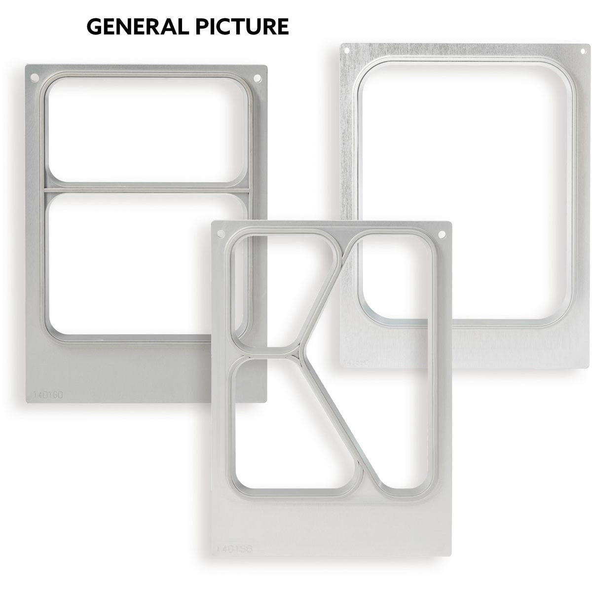 Trois cassettes DF 15/DF25 pour boîte à menu carrée 750 ml/1000 ml (à usage unique) de Duni GmbH sont représentées verticalement sur un fond blanc, avec le texte "IMAGE GÉNÉRALE" en haut.
