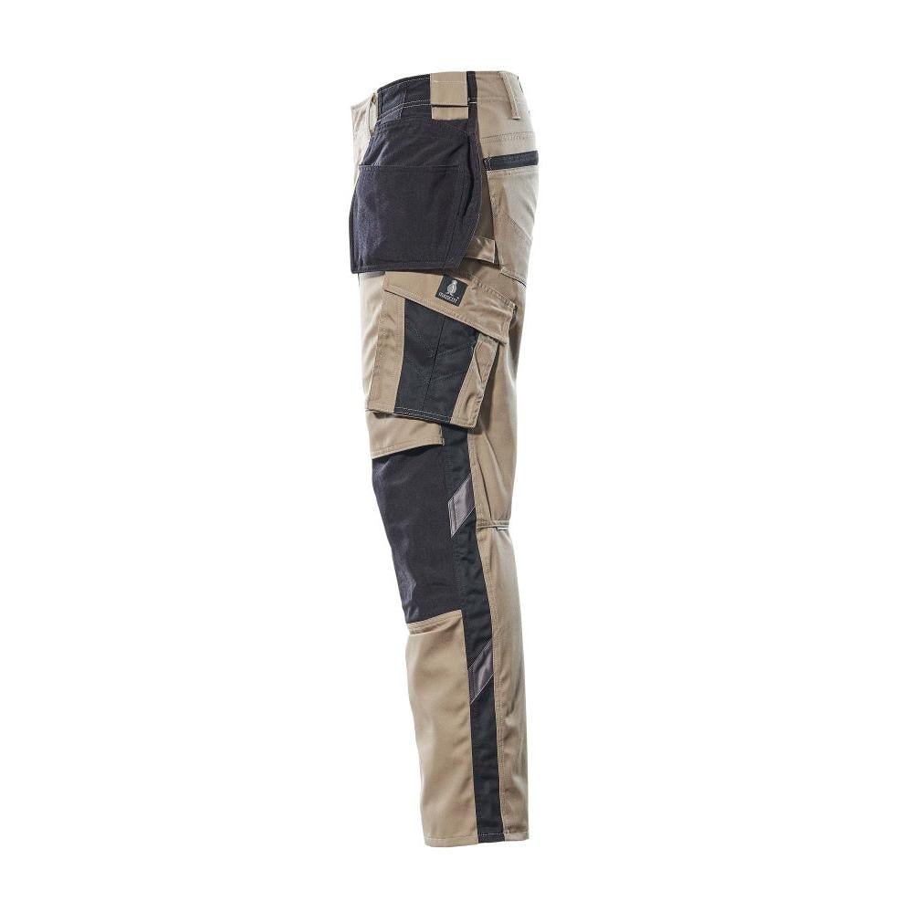 Pantalon avec poches suspendues, pantalon léger, kaki clair/noir