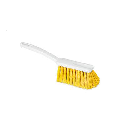 La brosse à main HACCP Nölle Profi Brush avec une épaisseur de poils de 0,25 mm de Nölle Profi Brush Bürsten- & Pinseltechnik e.K. est illustrée avec des poils jaunes et rigides et un manche blanc - idéale pour le nettoyage conforme à la HACCP.