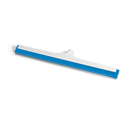 Un racloir à eau bleu et blanc Nölle Profi Brush HACCP avec une longue lame en caoutchouc hygiénique, renforcée de fibre de verre, fixation centrale (filetage allemand), de Nölle Profi Brush Bürsten- & Pinseltechnik e.K., illustré sur fond blanc.