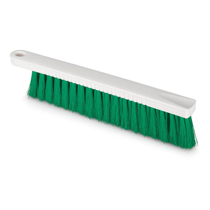 Der Nölle Profi Brush HACCP Mehlbesen (30 cm, 0,25 mm weiche Borsten) von Nölle Profi Brush Bürsten- & Pinseltechnik e.K. hat einen weißen, rechteckigen Griff und dichte, weiche, grüne Borsten, die perfekt für die Lebensmittelindustrie geeignet sind. Abgebildet auf weißem Hintergrund.