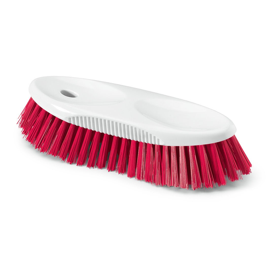 La brosse à pichet HACCP Nölle Profi de 19 cm a un manche en plastique blanc et des poils rouges durs de 0,5 mm densément emballés, illustrée sur un fond blanc. Marque : Nölle Profi Pinsel Bürsten- & Pinseltechnik e.K.